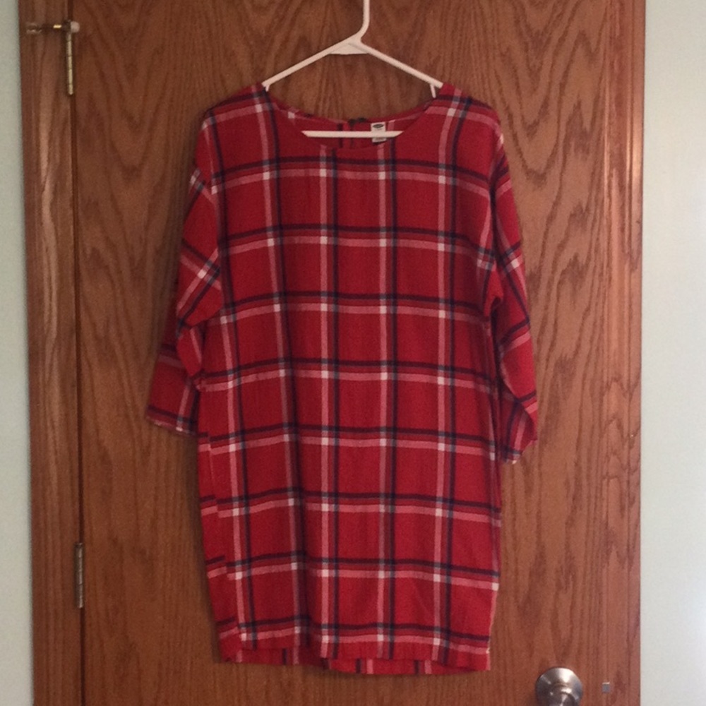 Old Navy Plaid Dress w/3/4 Sleeves 100% Cotton or For Leggings